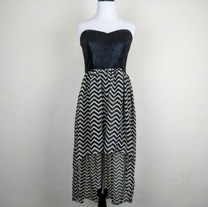 Paperdoll Dress Black Zig Zag High Low Sweetheart Emo Goth E Girl Fall Witchy